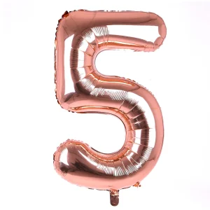 Rose Number 5 Foil Balloon, Matte Finish, 34 Inches